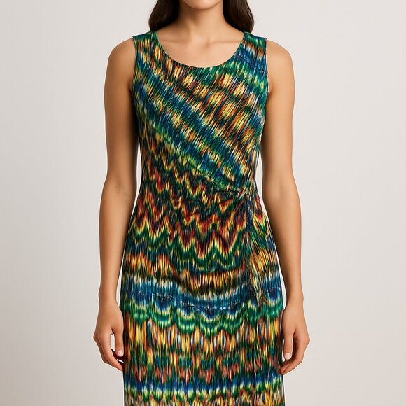 ECI New York Multicolor Abstract Print Sleeveless Dress - Picture 1 of 5